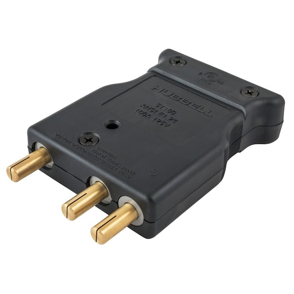 Pin & Sleeve Receptacle, 100 A, 125V AC, Screw Terminals Wire Connection Type Black